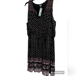 Sweet Grey brushed knit sleeveless dress XL, black multi color
